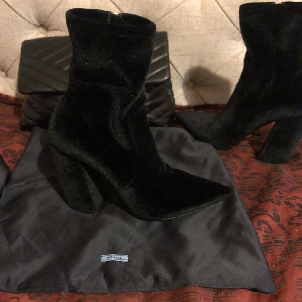 Prada Velvet Pointed Toe Boots - Picture 8 of 12